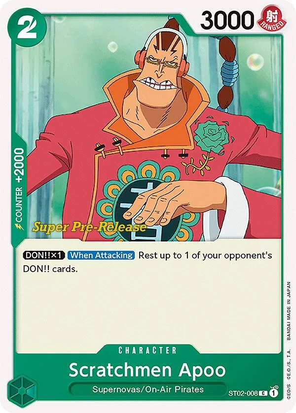 Scratchmen Apoo, Starter Deck 2 Worst Generation (Super Pre-Release Edition) ST02-008