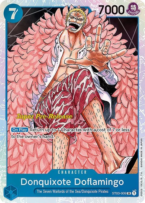 Donquixote Doflamingo, Starter Deck 3 The Seven Warlords of The Sea (Super Pre-Release Edition) ST03-009