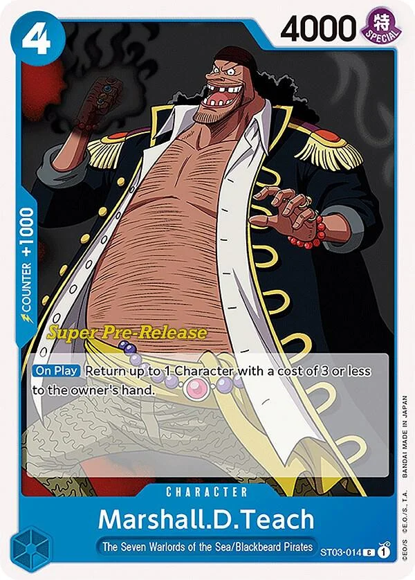 Marshall.D.Teach, Starter Deck 3 The Seven Warlords of The Sea (Super Pre-Release Edition) ST03-014