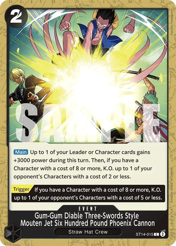 Gum-Gum Diable Three-Swords Style Mouten Jet Six Hundred Pound Phoenix Cannon, Starter Deck 14 3D2Y ST14-015