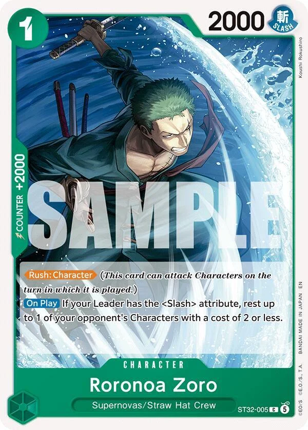 Roronoa Zoro, Starter Deck 32 GREEN Roronoa Zoro ST32-005