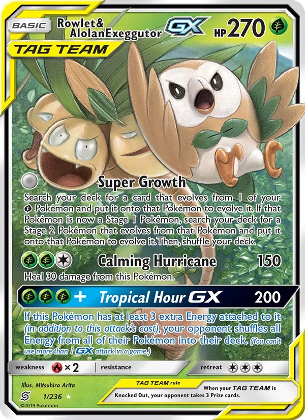 Rowlet & Alolan Exeggutor GX #1/236