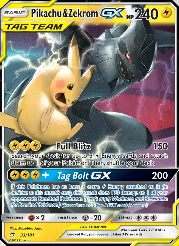 Pikachu & Zekrom GX #33/181