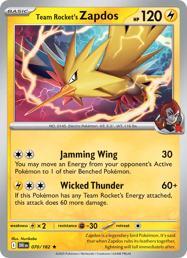 Team Rocket's Zapdos #70/182