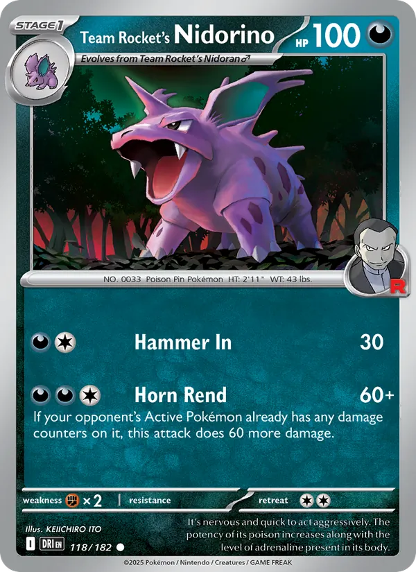Team Rocket's Nidorino #118/182
